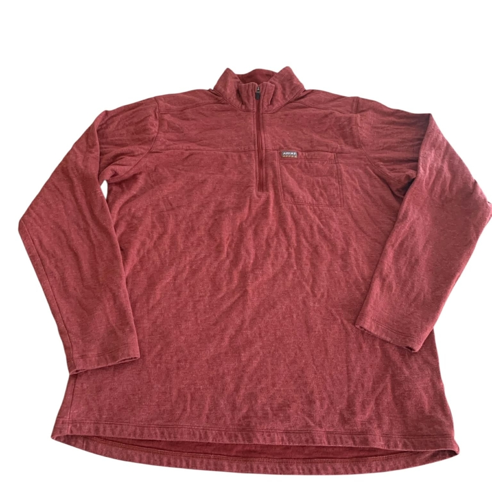 ​Ariat Rebar Rosewood Heather 1/4 Zip Pullover Large Coastal‎ Cowgirl Gorpcore